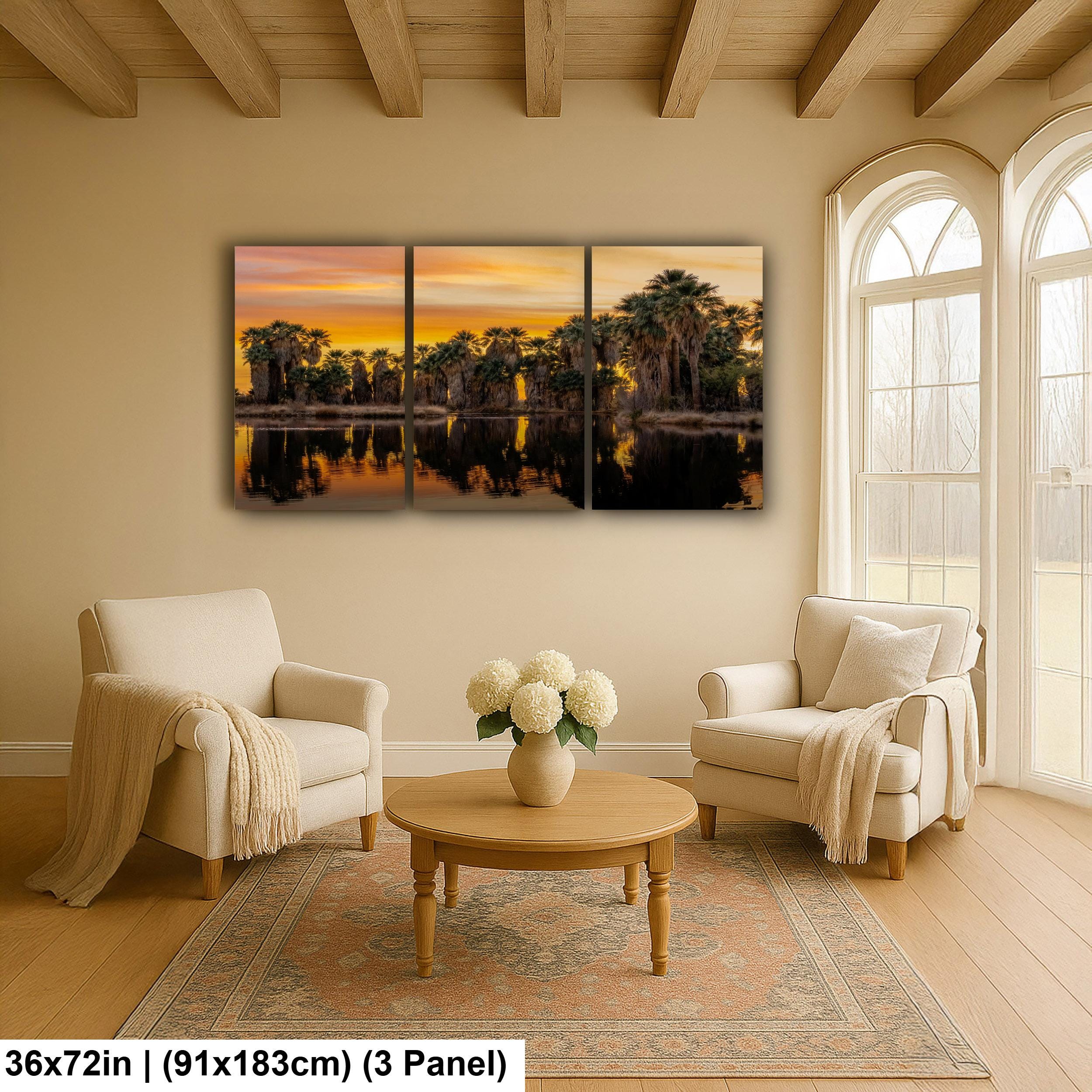 Agua Caliente Palm Grove Sunset Reflection - Tucson Arizona Photography Print