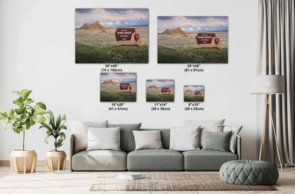 Welcome to Badlands National Park: Entrance Sign Wall Art Print South Dakota Wildlife Photography Aluminum/Acrylic/Metal/Canvas