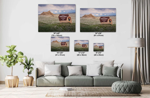Badlands National Park Entrance Sign: South Dakota Photography Wall Art