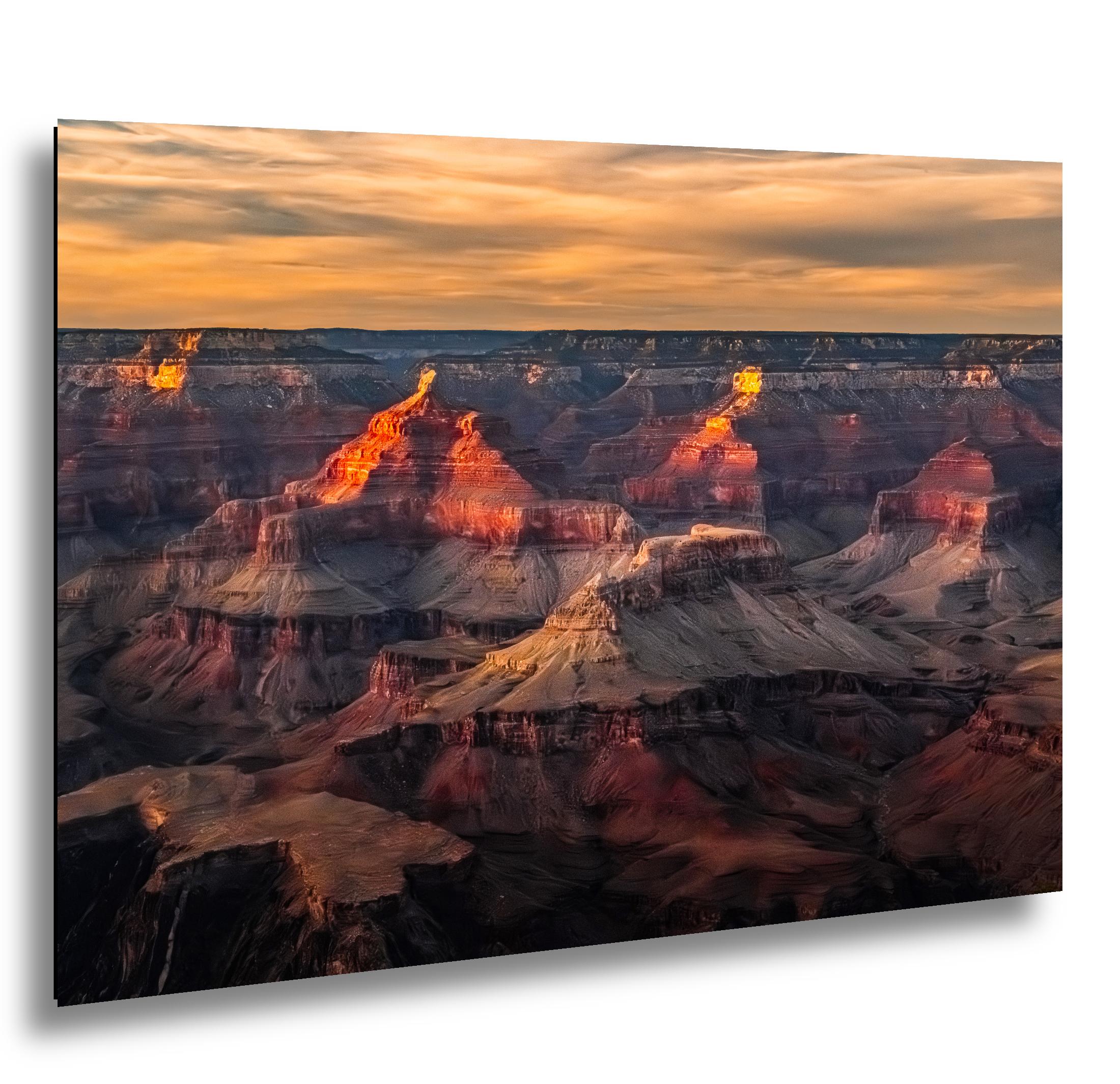 Grand Canyon Glowing Buttes, Arizona Sunset Canyon Wall Art, Dramatic Desert Landscape Photography Print