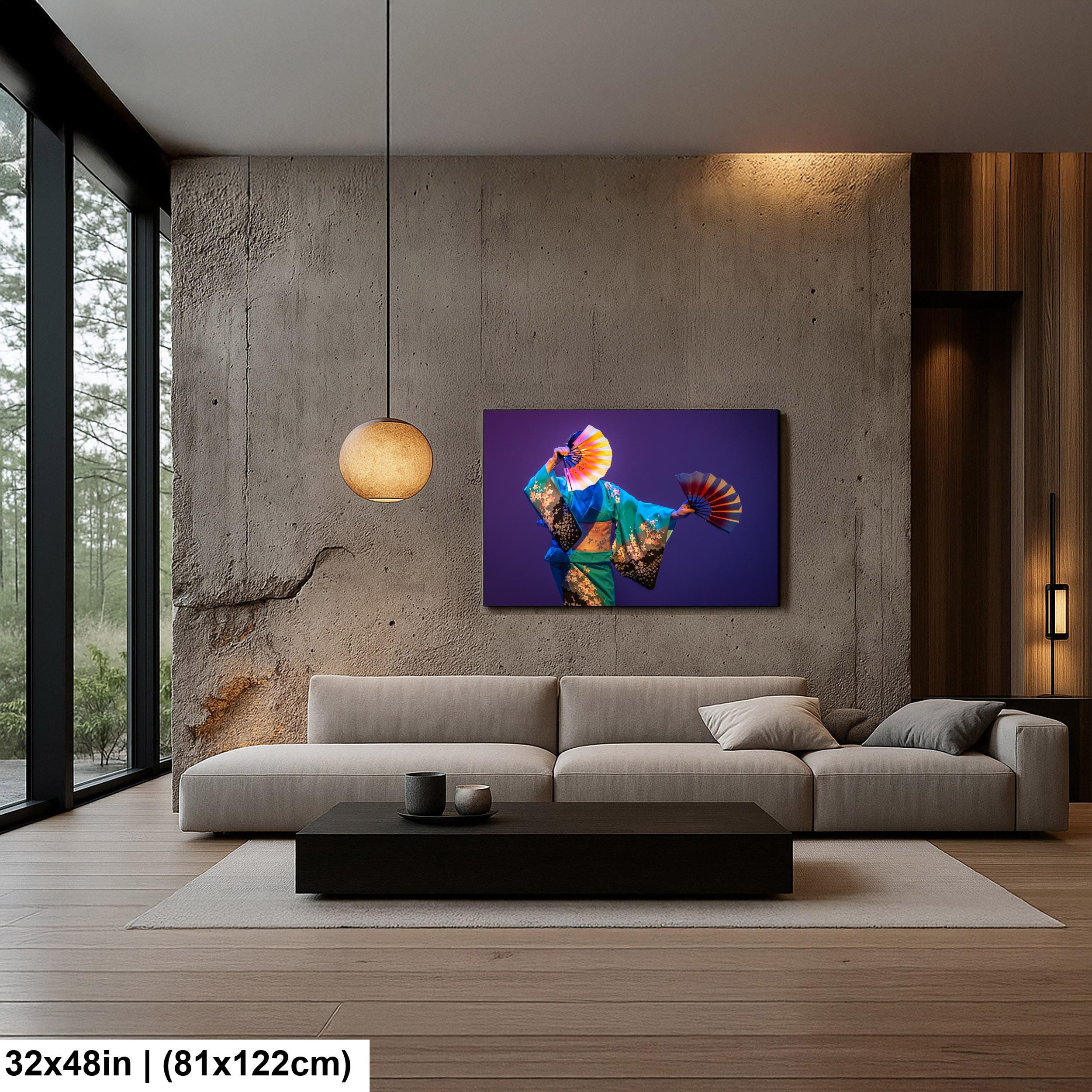 Taiko Odori Dance - Vibrant Japanese Cultural Performance Kimono Wall Art Print