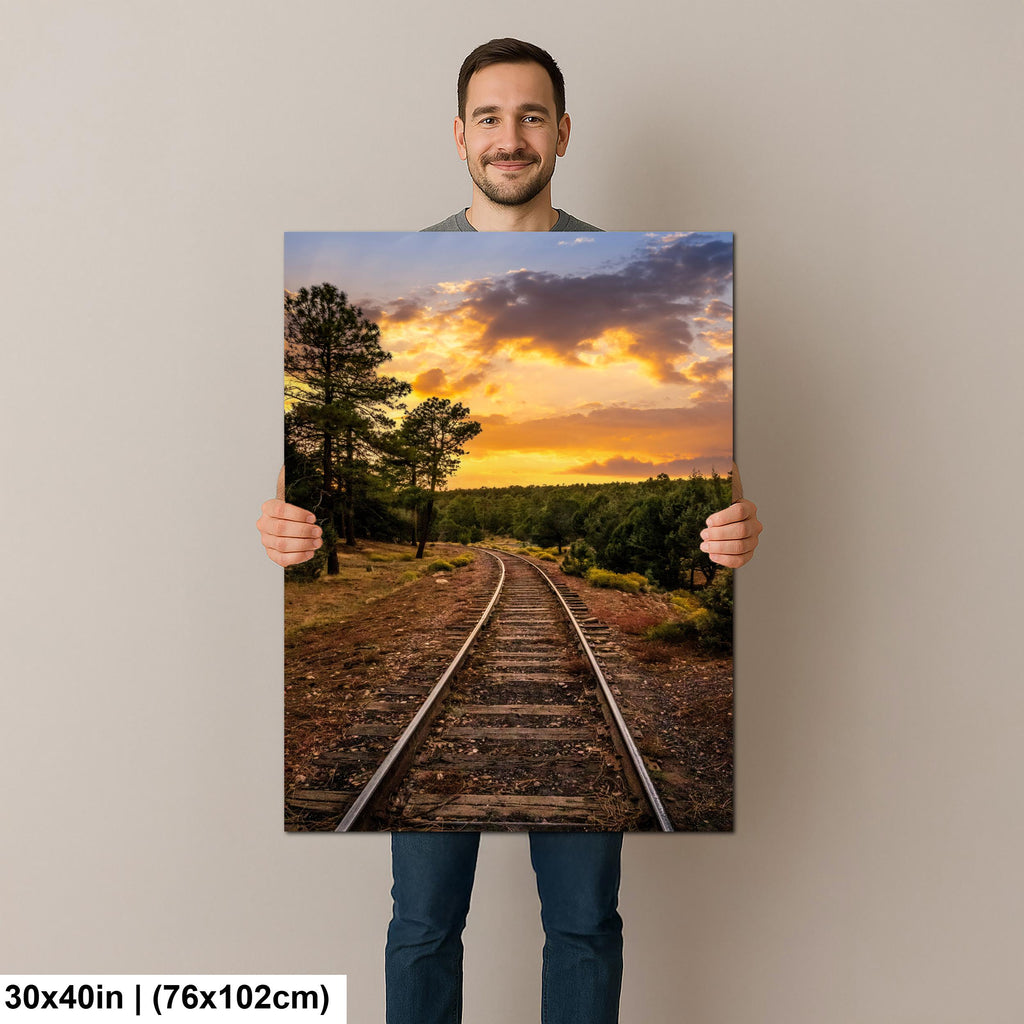 Grand Canyon Railway Tracks at Sunset - Williams Arizona Photography Print