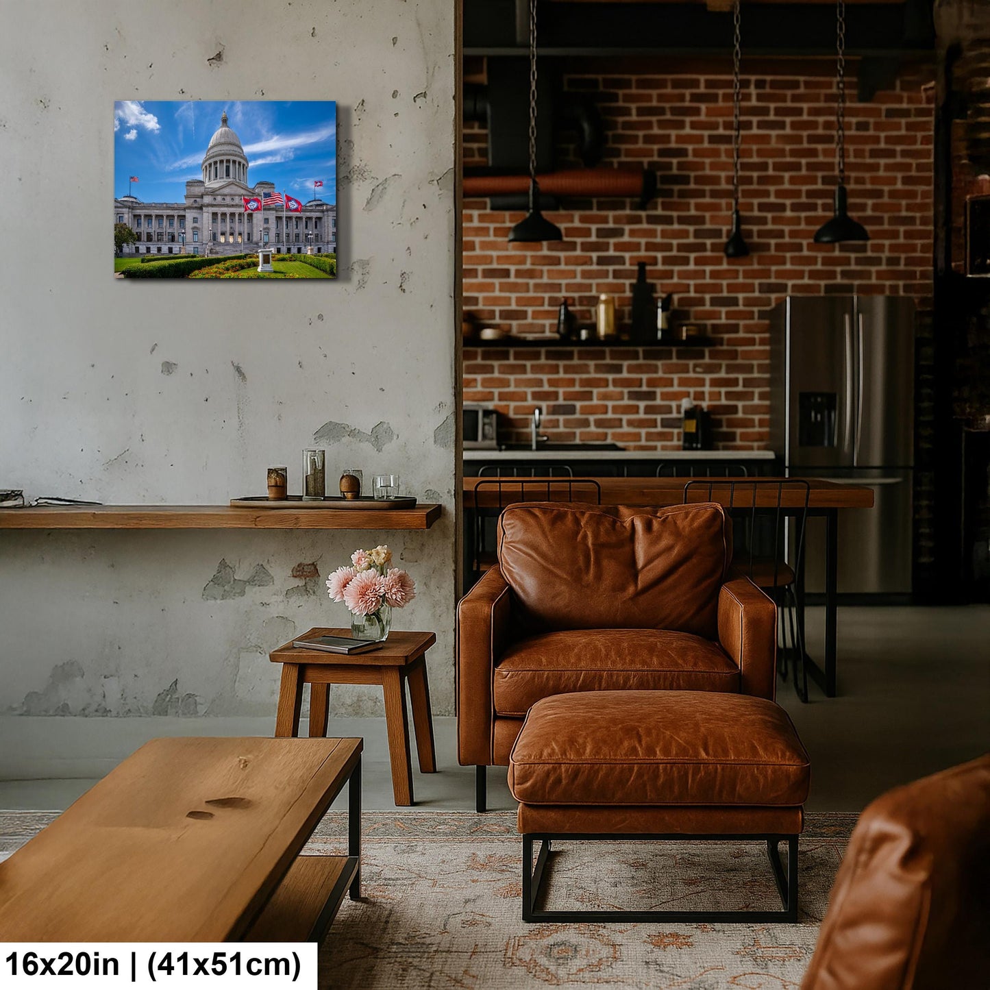 Arkansas State Capitol with Flags, Little Rock Arkansas, Photography Print Wall Art