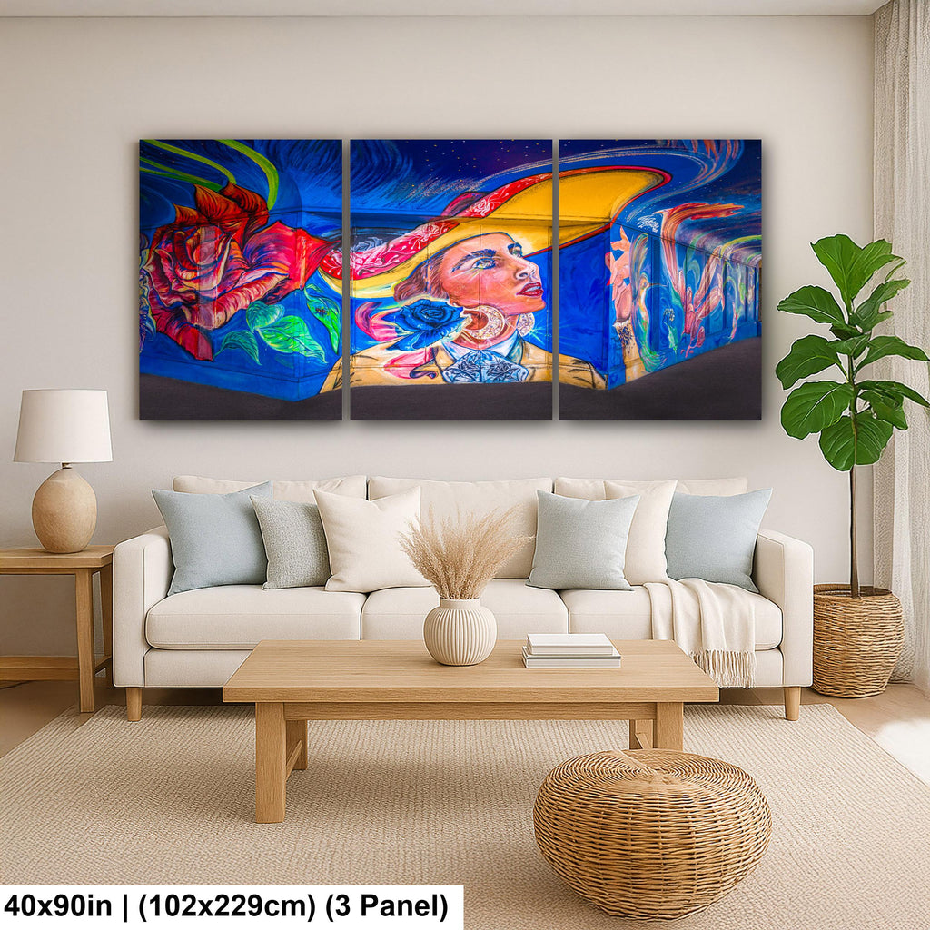 Tucson Mural - Whimsical Woman Mural With Hat, Photography Print Wall Art