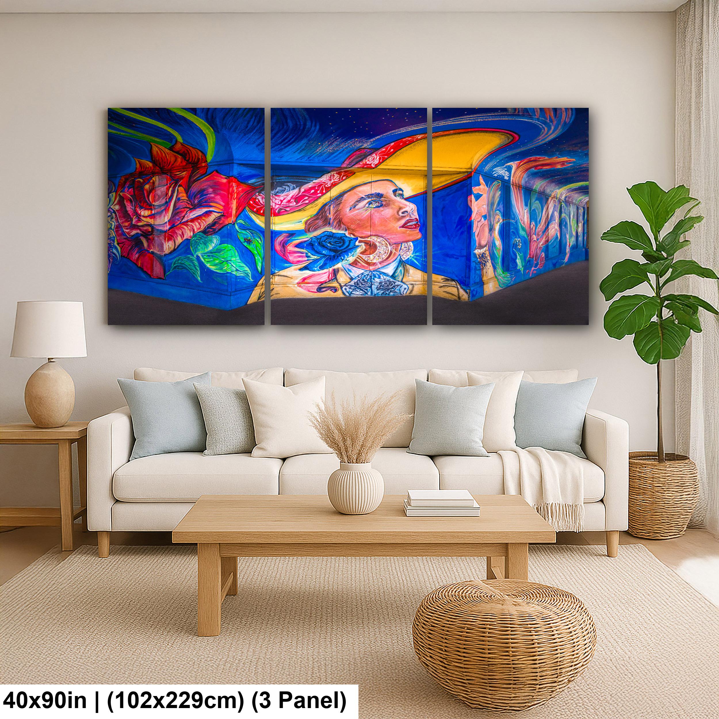 Tucson Mural - Whimsical Woman Mural With Hat, Photography Print Wall Art