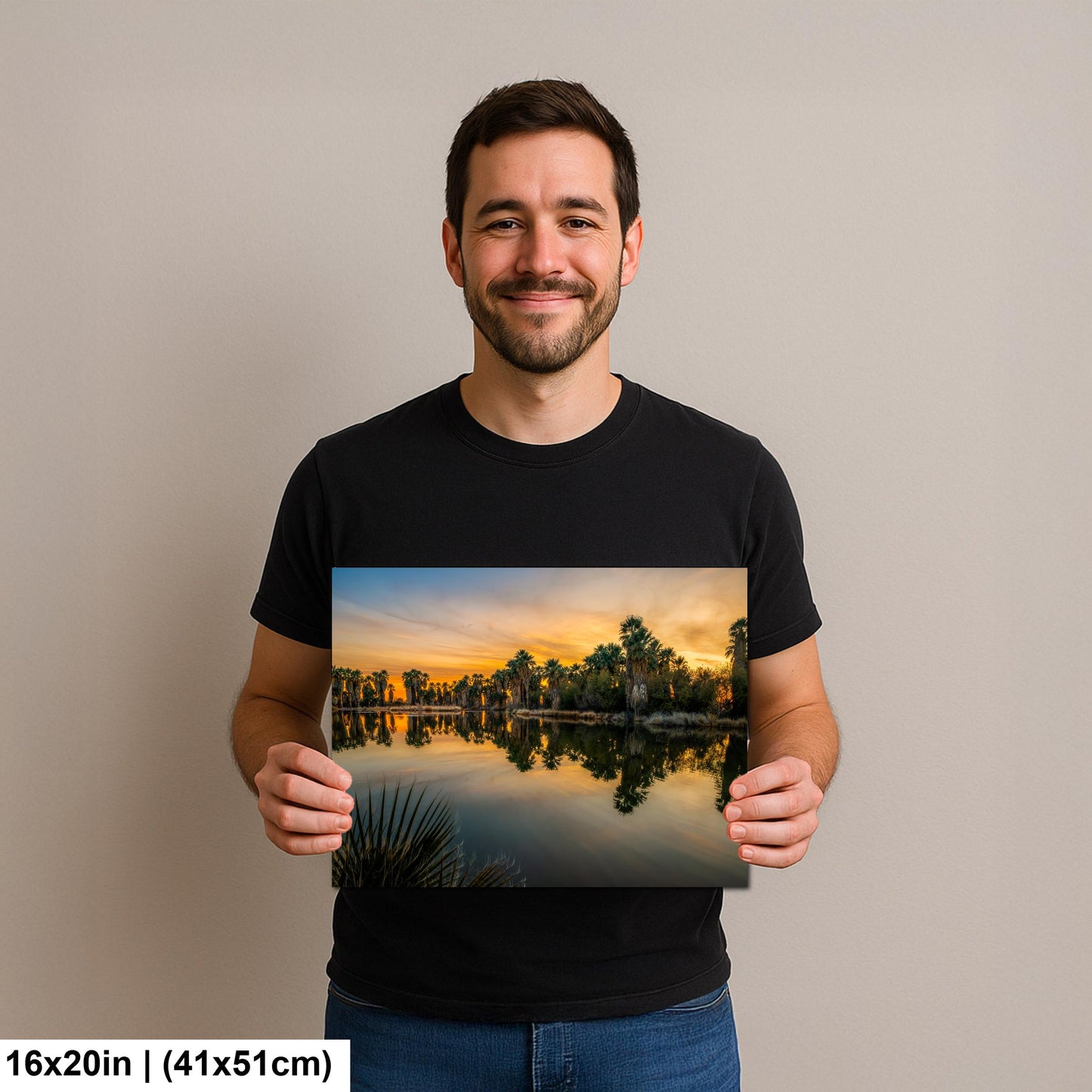 Agua Caliente Park Sunset Palm Oasis Reflection - Tucson Arizona Photography Print