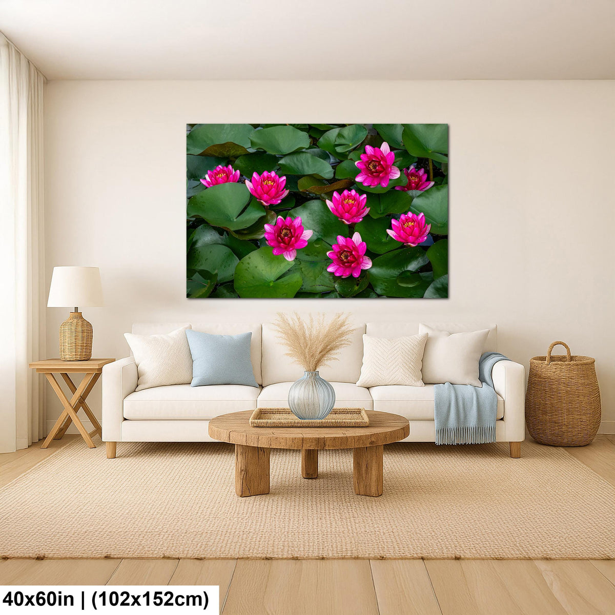 Magenta Blooms: Nymphaea Water Lilies Botanical Photography Wall Art