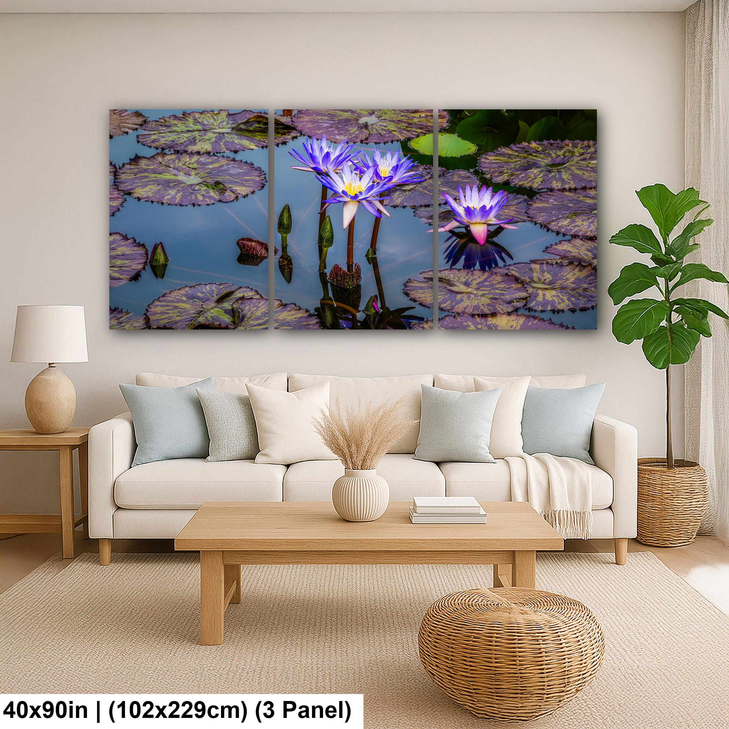 Purple Star Lotus: Botanical Water Lily Flower Pond Photography Wall Art