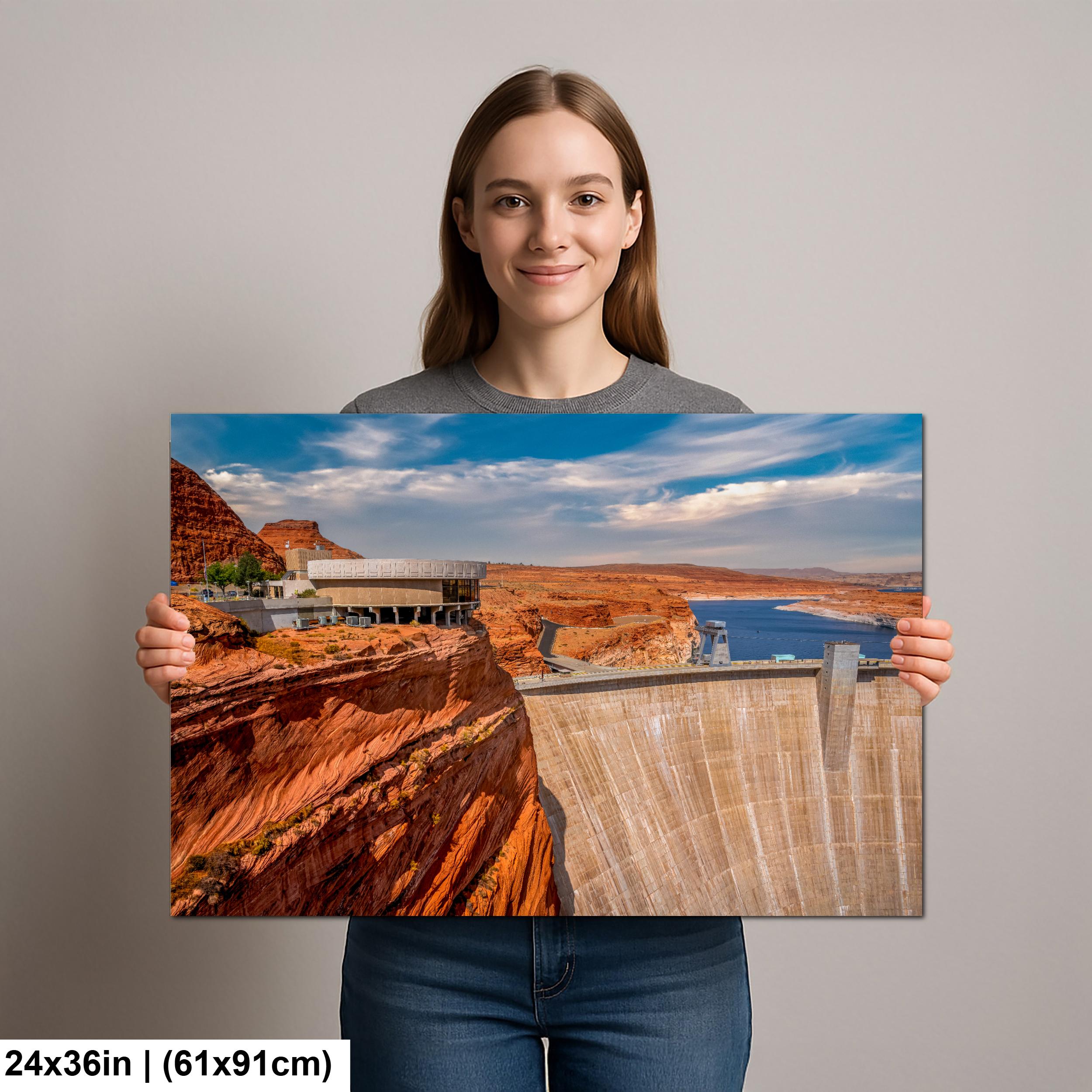 Glen Canyon Dam Overlooking Lake Powell Arizona Photography Print, Red Rock Desert Wall Art