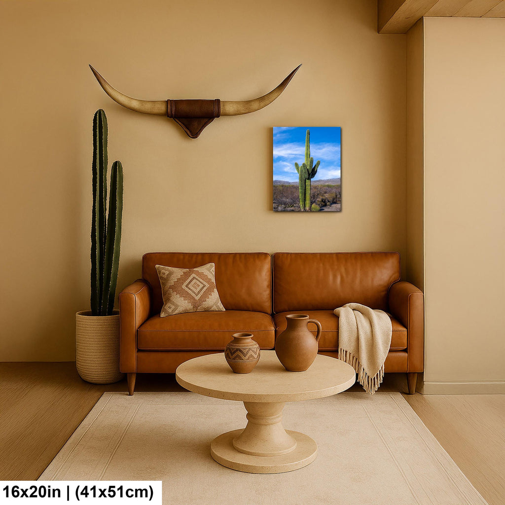 Towering Saguaro Against Blue Desert Sky Tucson Arizona Photography Print