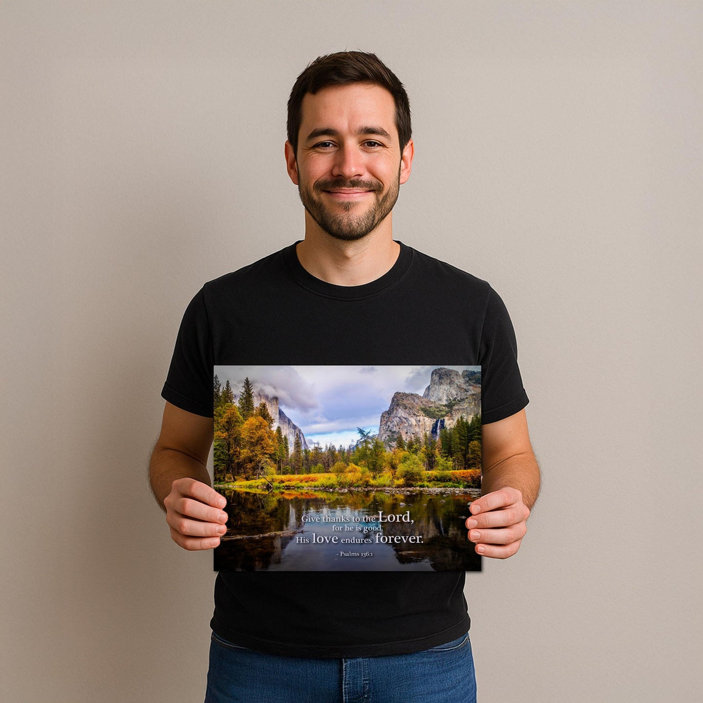 Christian Wall Art – Yosemite Photography Print | Psalm 136 Scripture Decor