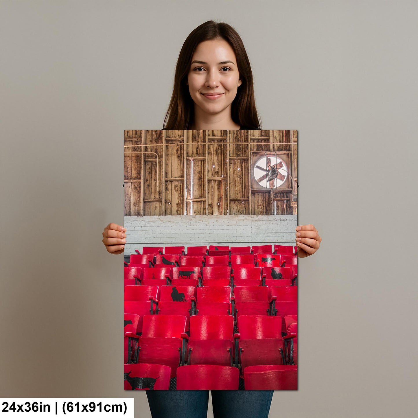Vintage Red Fairground Seats Photography Print, Phoenix Arizona State Fair, Retro Theater Chairs Wall Art