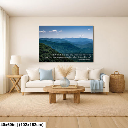 Ralph Waldo Emerson Motivational Wall Art for Inner Strength and Reflection, Mountain Landscape Photography Print for Home or Office Decor