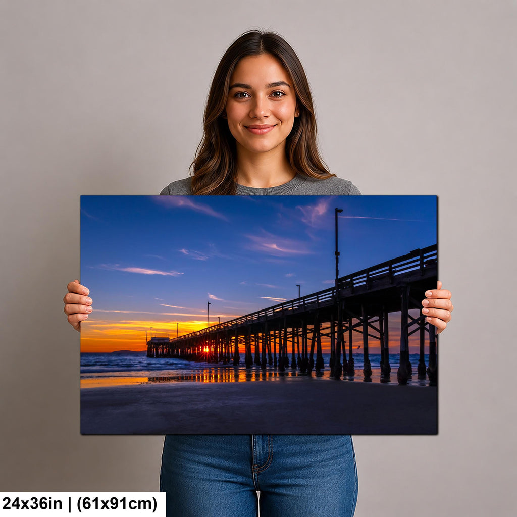 Sunburst Pier: Newport Beach California Ocean Sunset Photography Wall Art