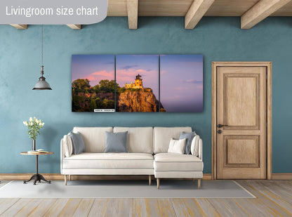 Split Rock Lighthouse Print – Minnesota Wall Art | Golden Hour Sunset Canvas