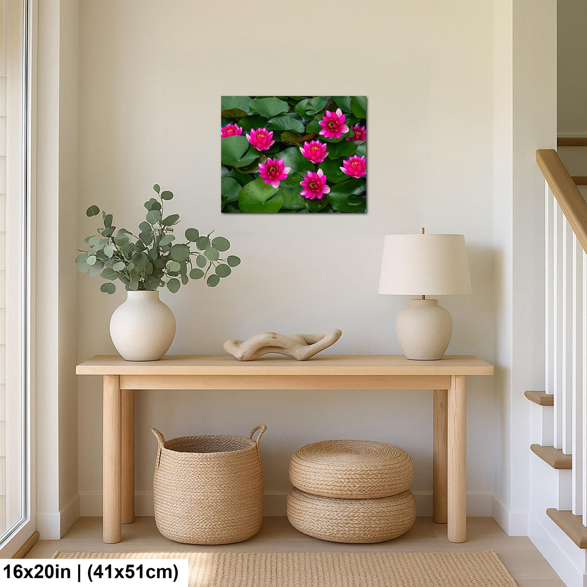 Magenta Blooms: Nymphaea Water Lilies Botanical Photography Wall Art