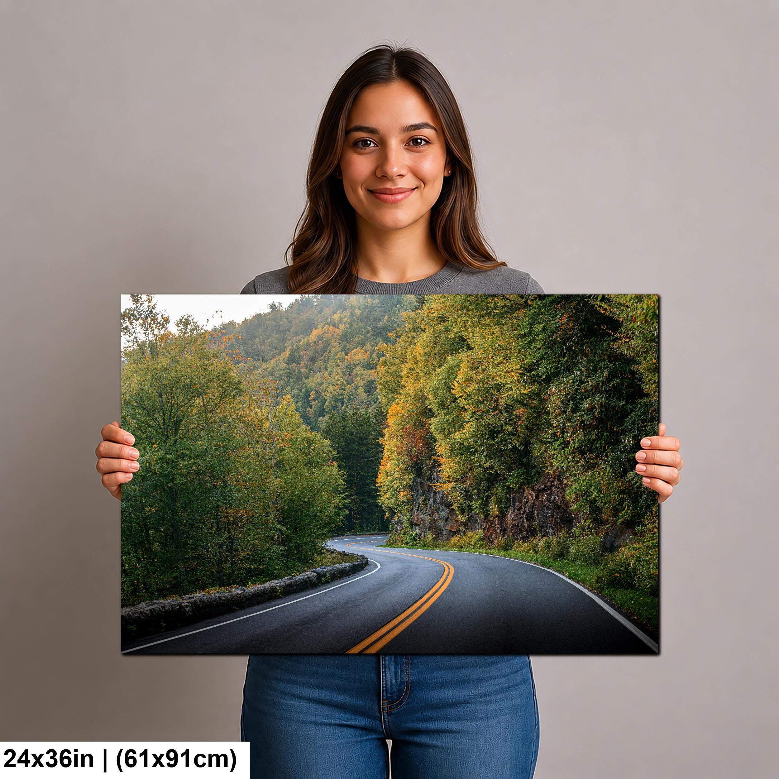 Winding Solace: Curved Road Great Smoky Mountains National Park Wall Art