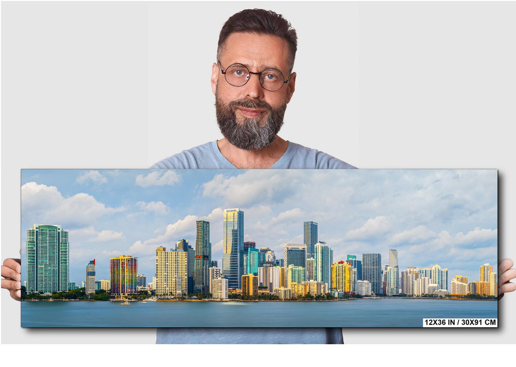 Miami Skyline Metal Print - Panoramic Wall Art With Biscayne Bay Coastal View