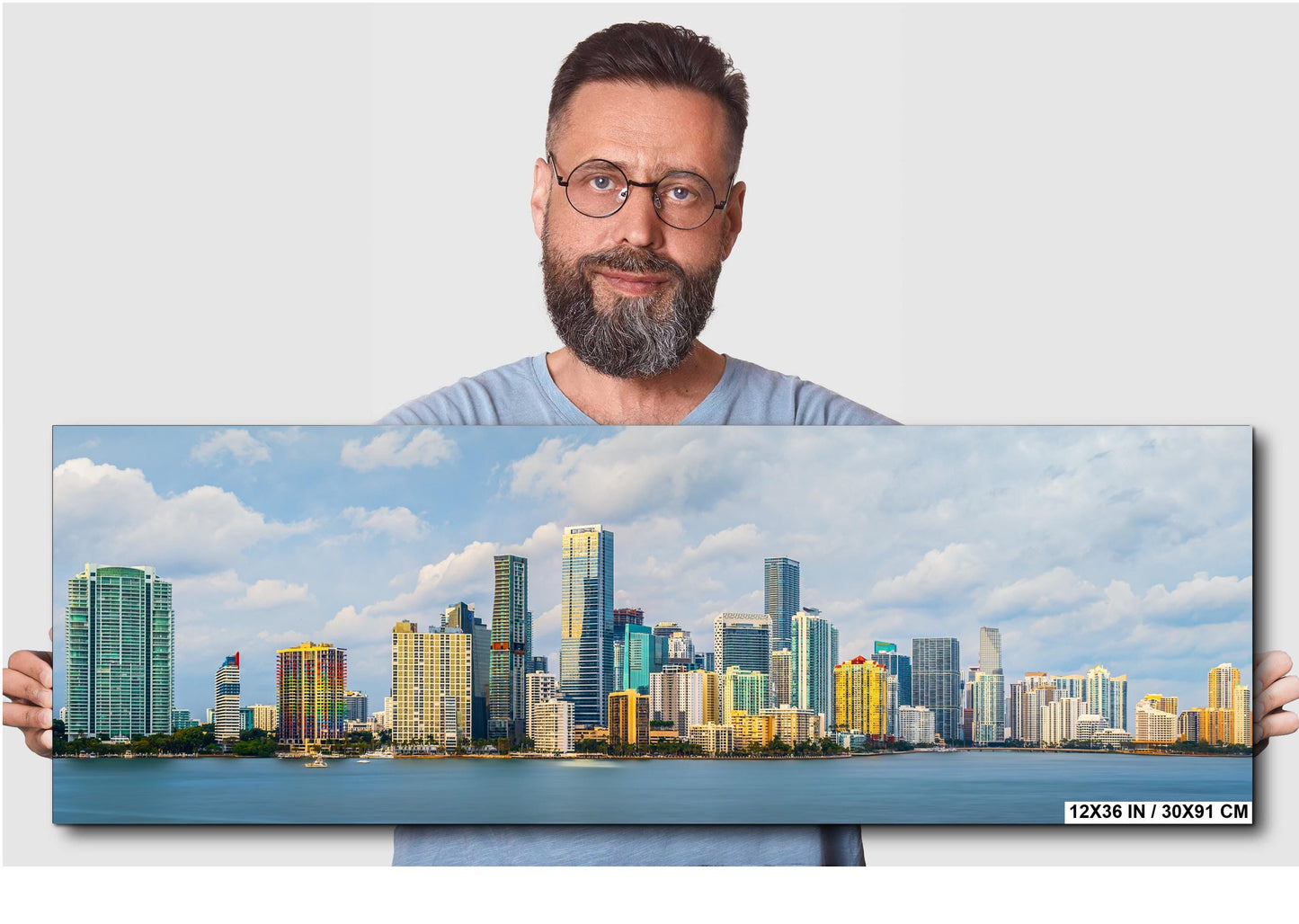Miami Skyline Metal Print - Panoramic Wall Art With Biscayne Bay Coastal View