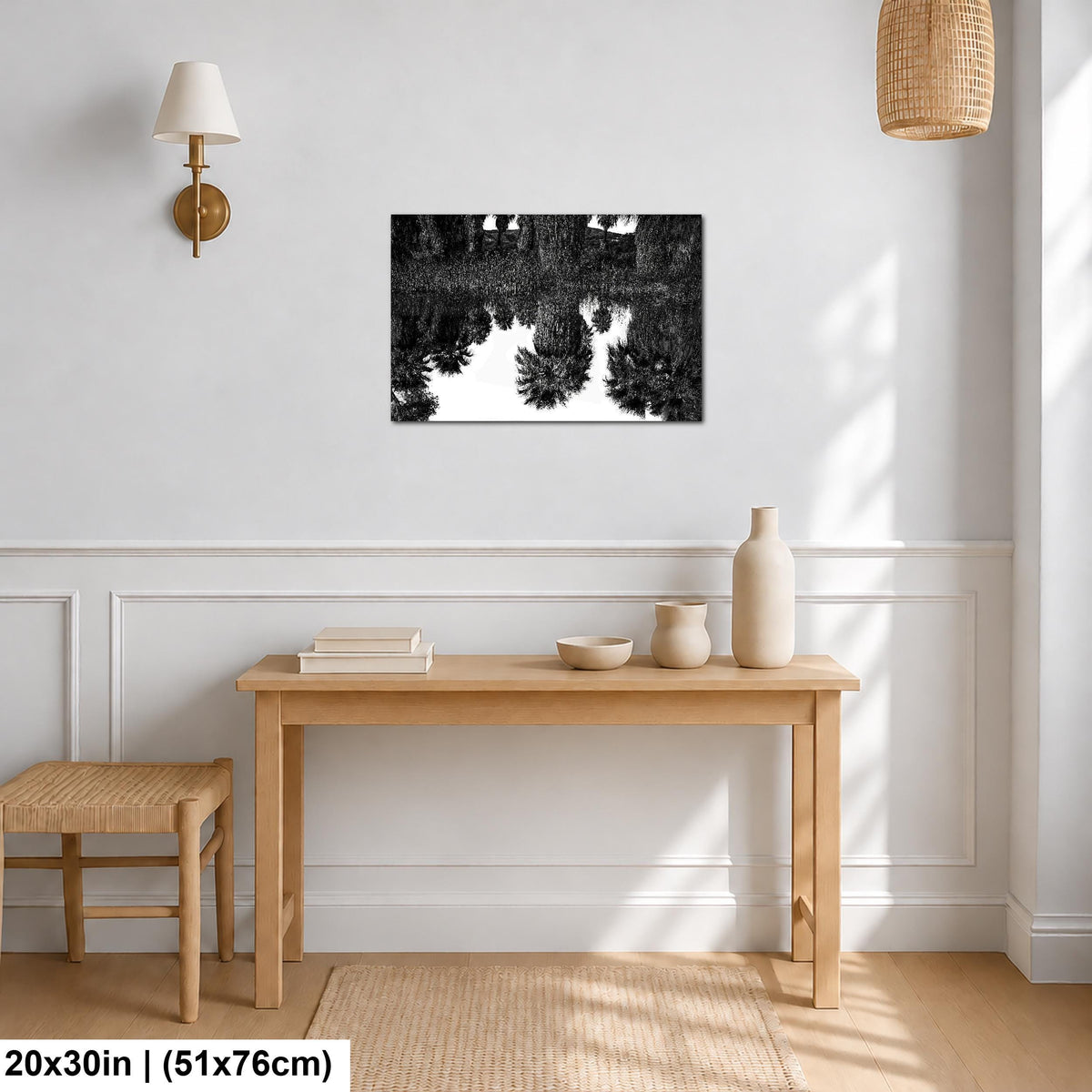 Palm Reflections: Coachella Valley Preserve CA Black White Photo Wall Art