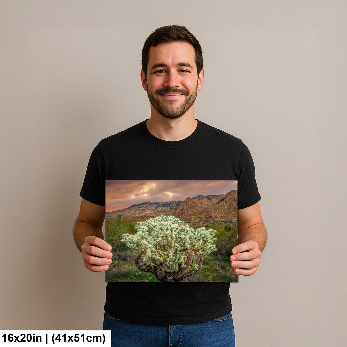 Cholla Cactus at Sunset - Catalina State Park Tucson Arizona Photography Print