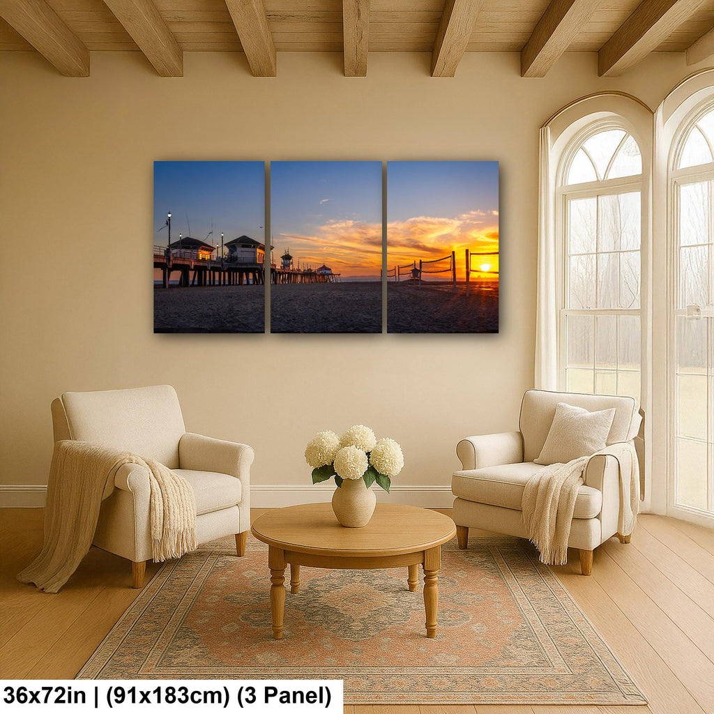 Courtside Sunset: Huntington Beach Pier California Photography Wall Art