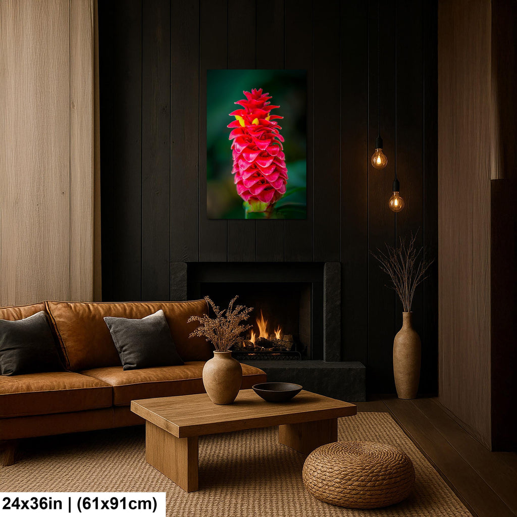 Crimson Spiral: Spiral Ginger Tropical Flower Botanical Photo Wall Art