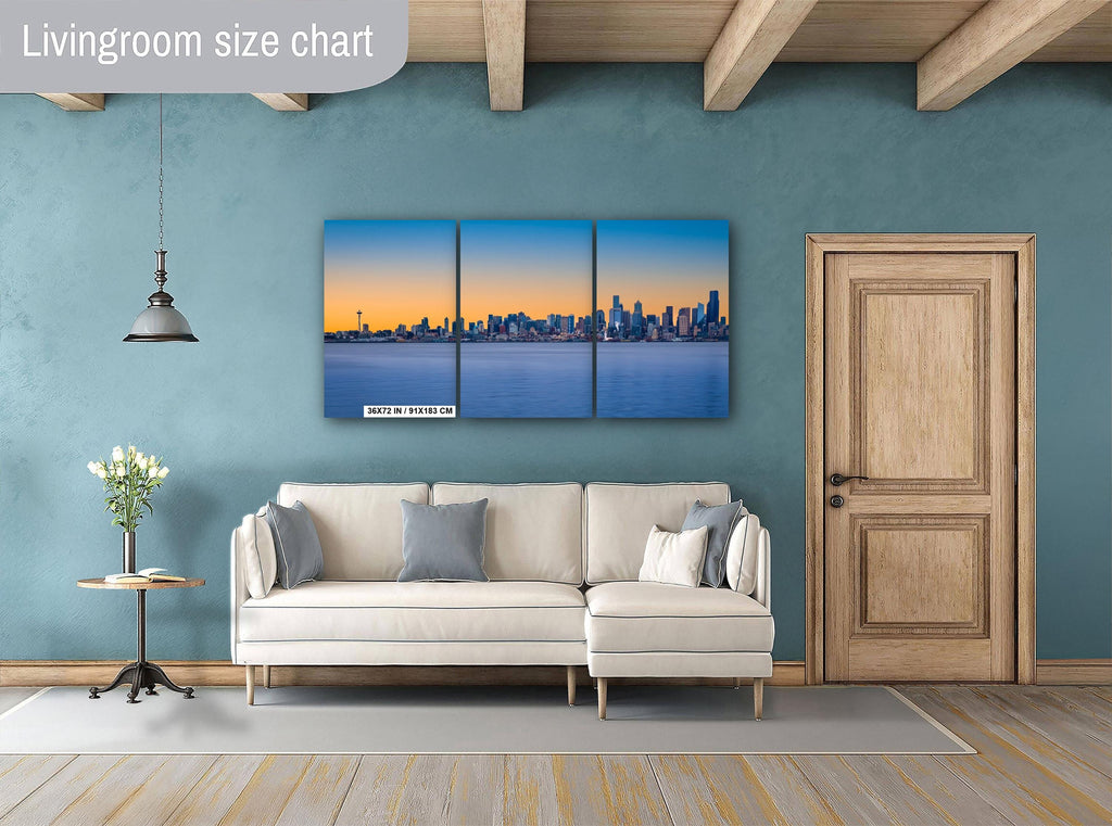 Seattle Skyline Golden Hour Print: Space Needle, Elliott Bay Wall Art