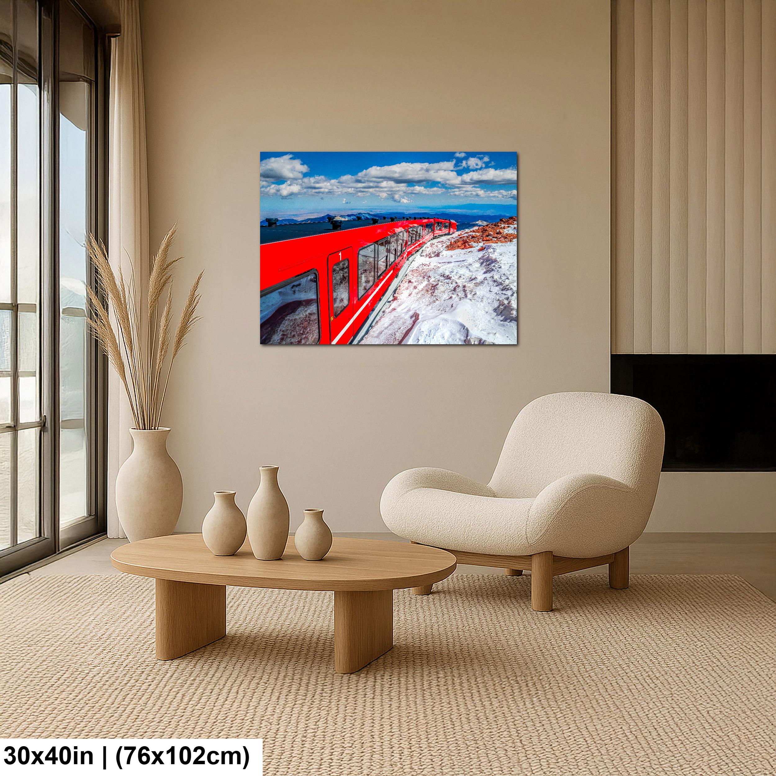 Pikes Peak Cog Railway Photography Print, Colorado Springs Mountain Train, Red Train Wall Art, Colorado Decor