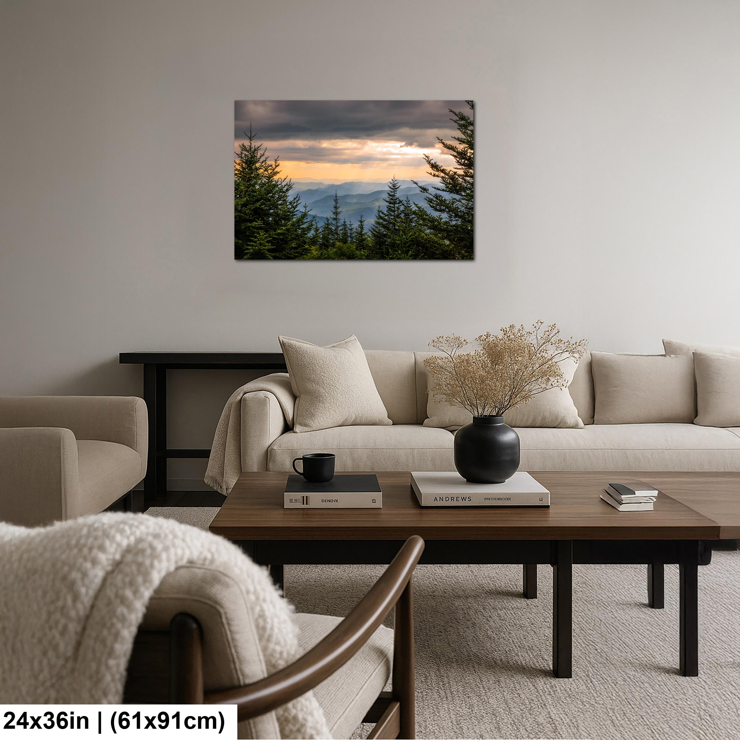 Mountain Glow: Sun Rays Great Smoky Mountains National Park Photo Wall Art