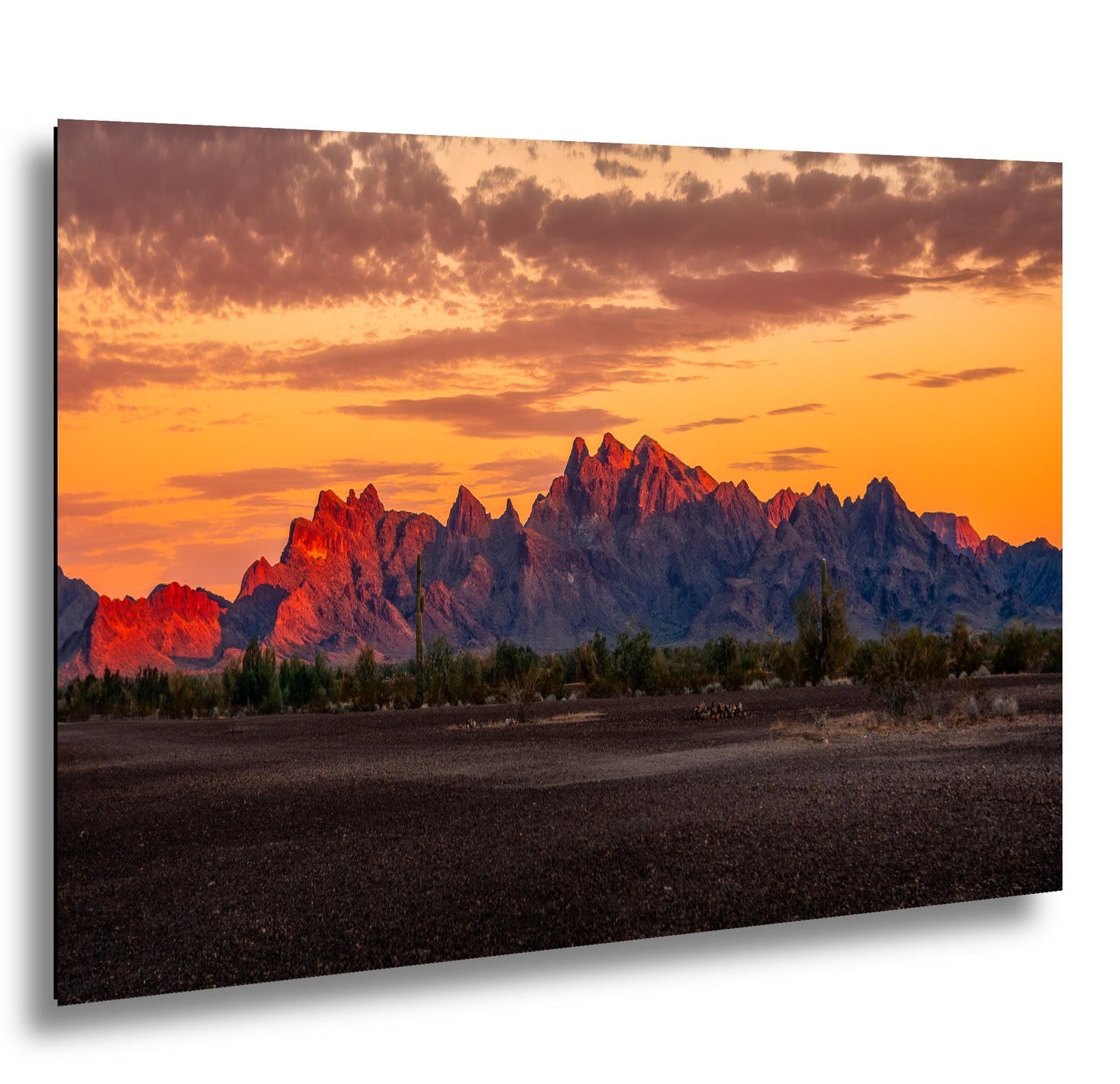 Fiery Mountain Sunset, Quartzsite Arizona Photography Print, Desert Landscape Wall Art, Southwest Nature Decor