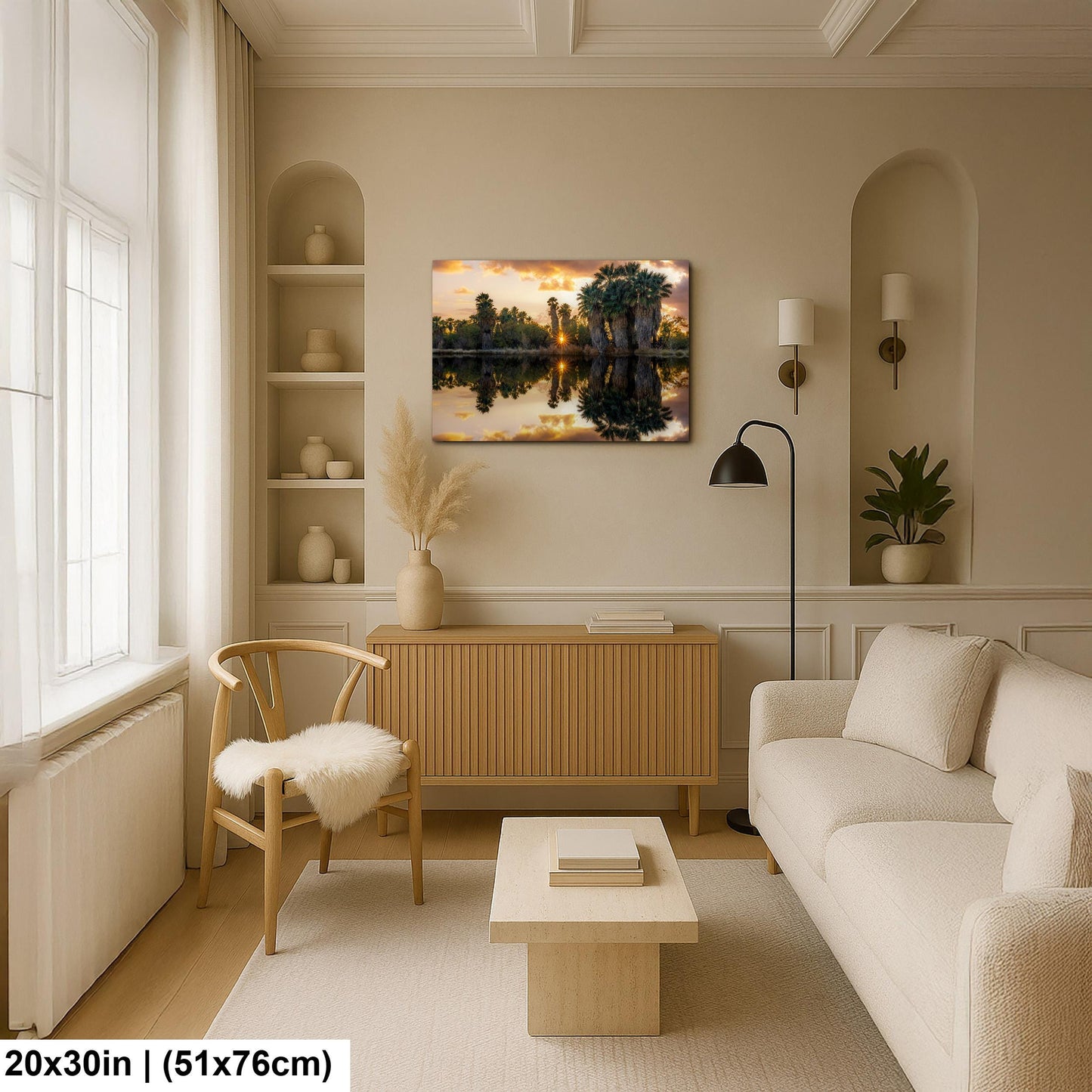 Agua Caliente Park Sunset Palm Oasis Reflection - Tucson Arizona Photography Print