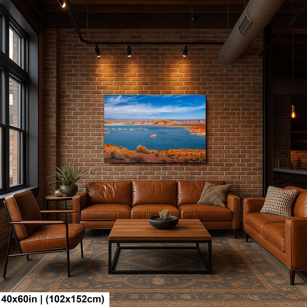 Lake Powell Marina Red Rock Cliffs Page Arizona Photography Print, Southwest Lake Wall Art