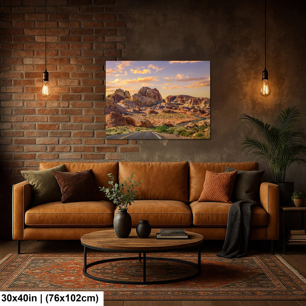 Sandstone Road: Valley of Fire State Park Nevada Golden Hour Photo Wall Art
