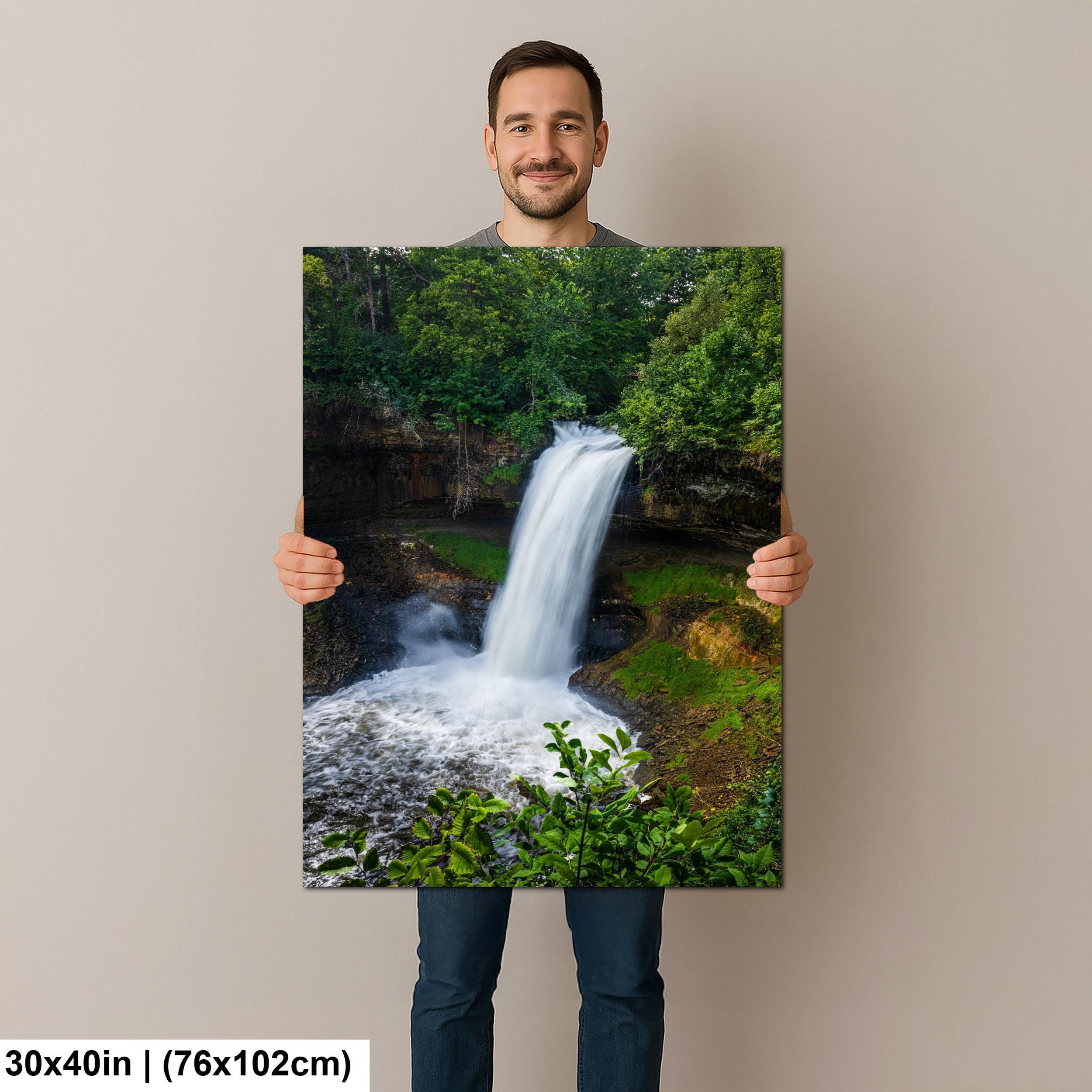 Minnehaha Falls Waterfall Photography Print, Minneapolis Minnesota Nature Wall Art, Green Forest Landscape Decor