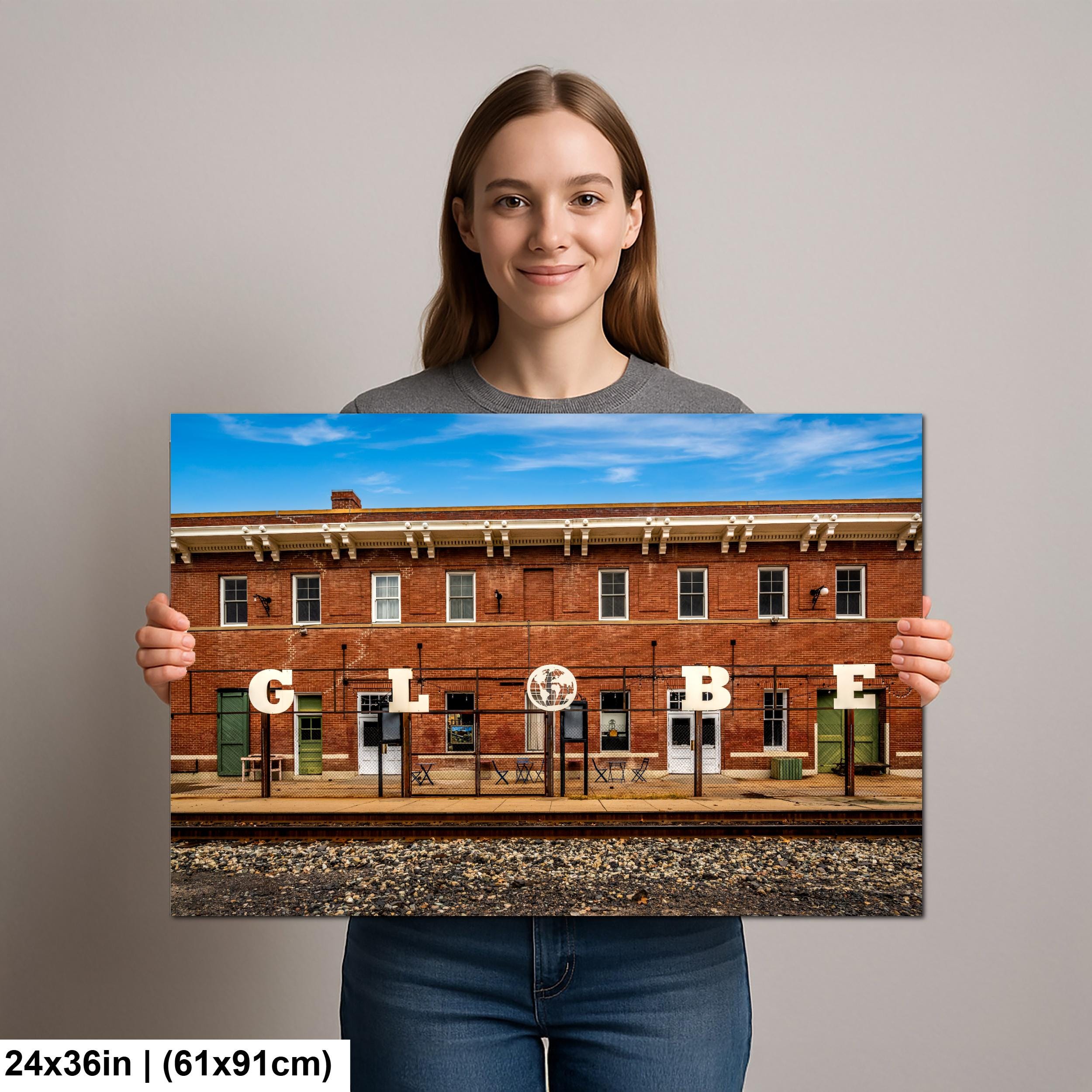 Globe Arizona Train Depot Photography Print, Railroad Americana Wall Art