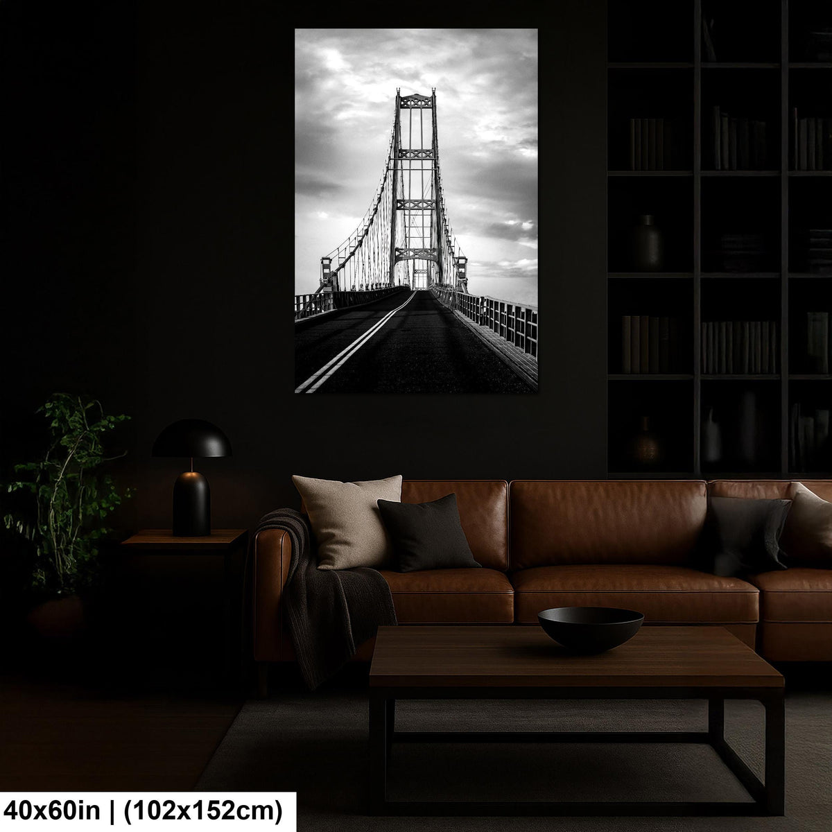Deer Isle Bridge: Eggemoggin Reach Maine Suspension Black White Wall Art