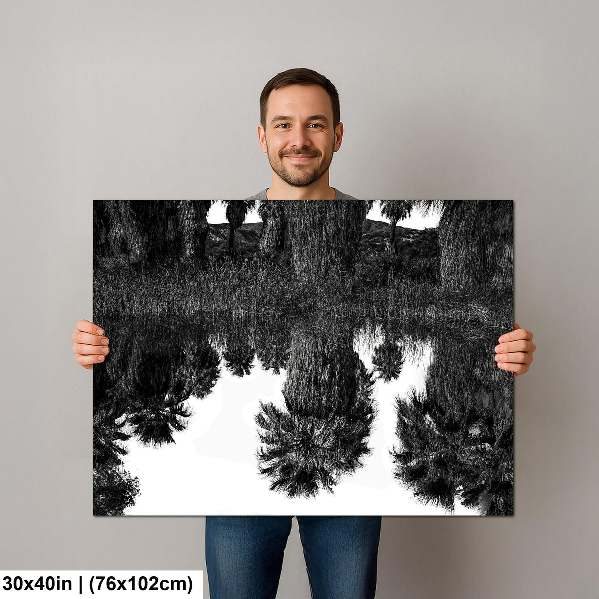 Palm Reflections: Coachella Valley Preserve CA Black White Photo Wall Art