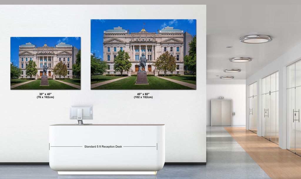 Indiana Statehouse Architecture with George Washington Statue Photography Wall Art