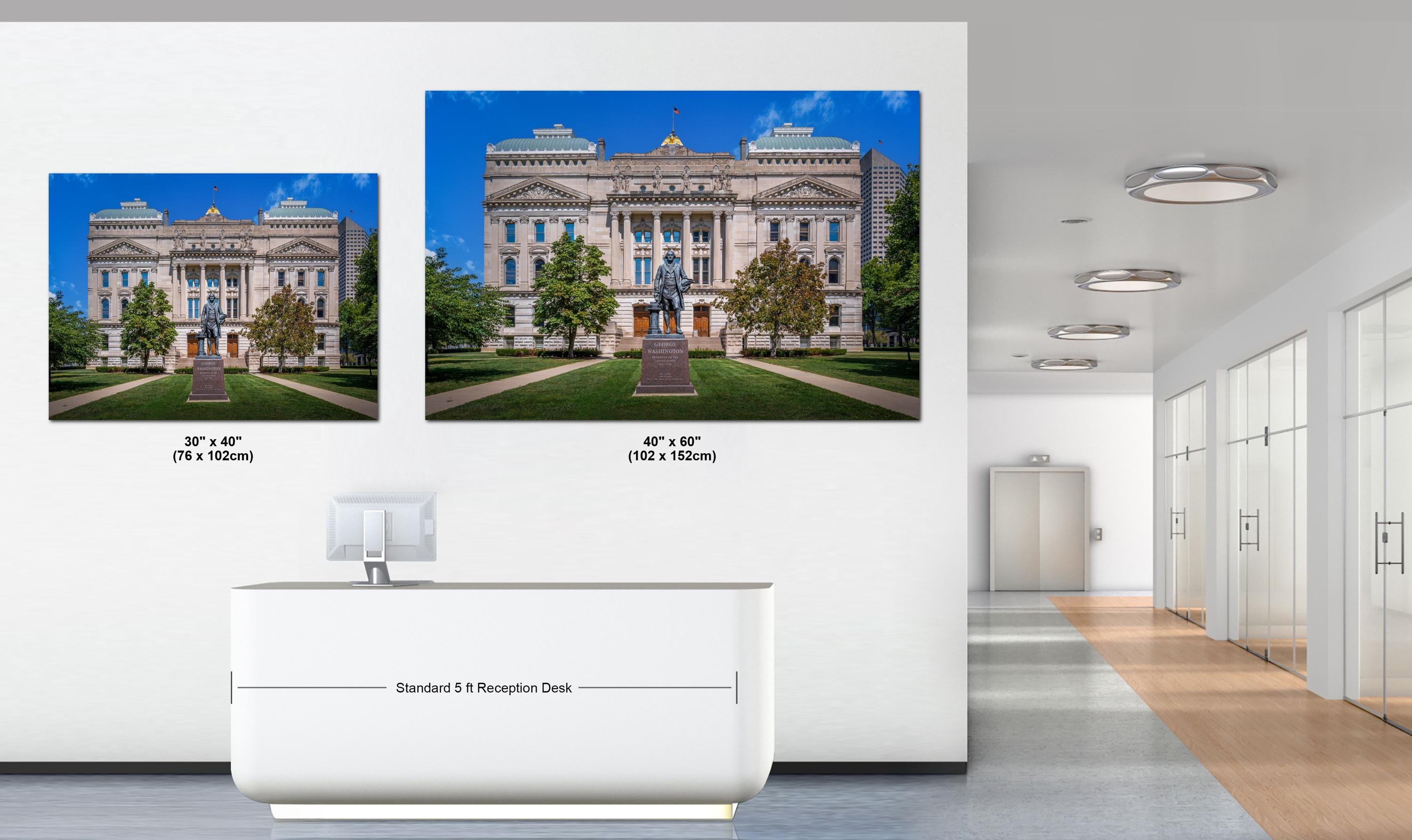 Indiana Statehouse Architecture with George Washington Statue Photography Wall Art