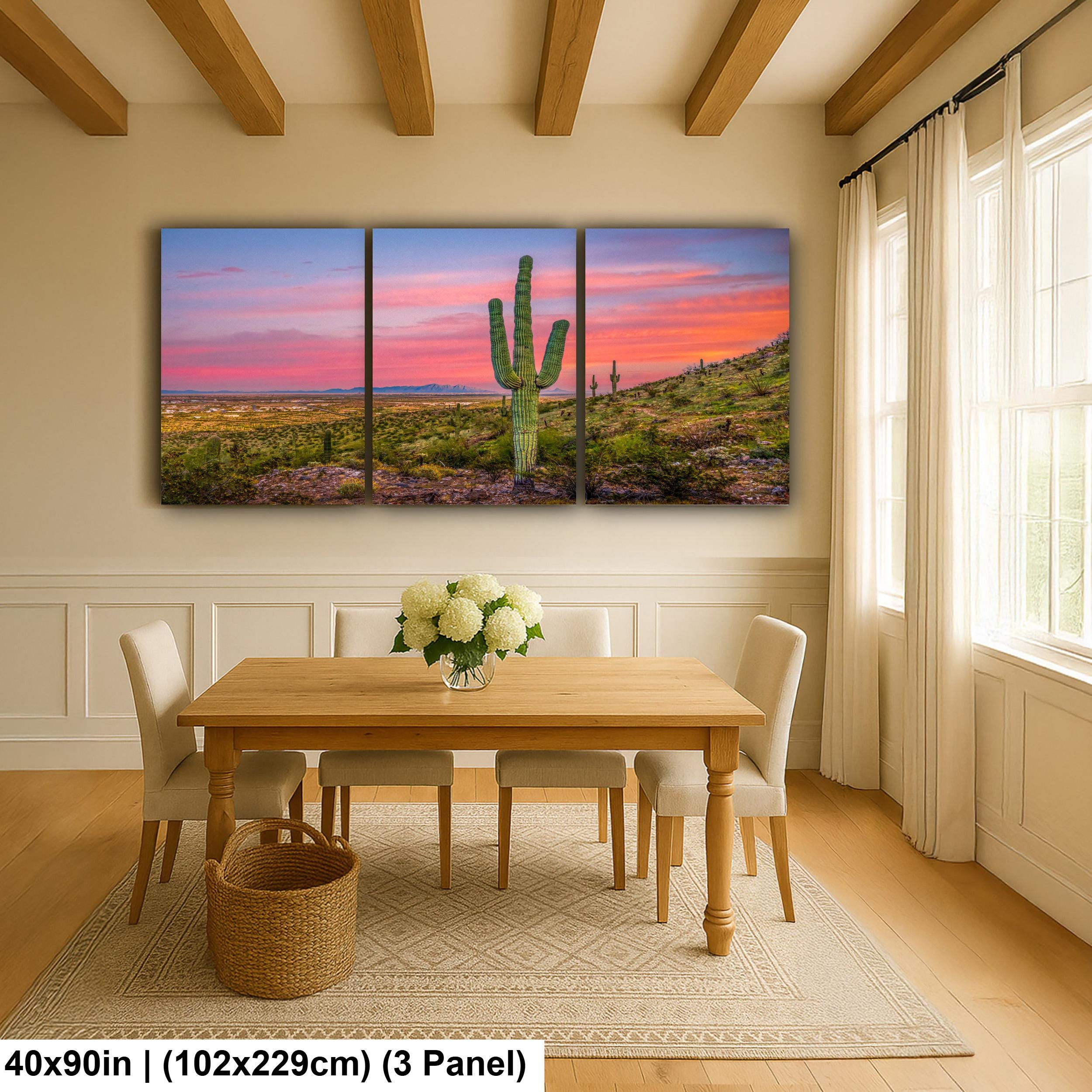 Sonoran Desert Sunset with Saguaros, Casa Grande Arizona, Photography Wall Art