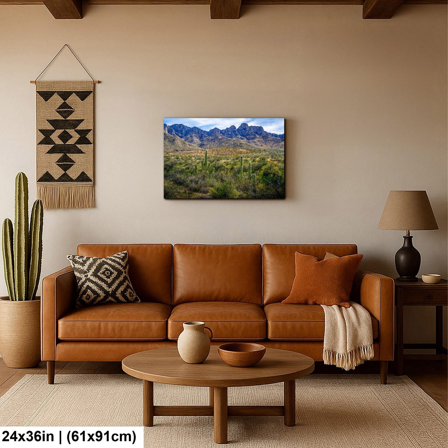 Catalina State Park Saguaros with Rocky Mountain Peaks - Tucson Arizona Sonoran Desert Photography Print