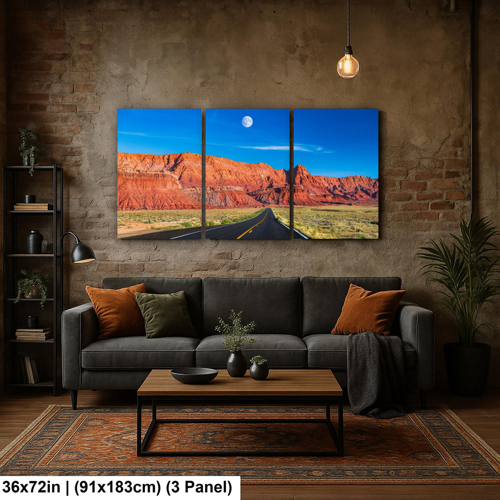 Desert Highway Beneath Red Cliffs Photography Print, Page Arizona Southwest Landscape, Open Road Wall Art, Travel Decor