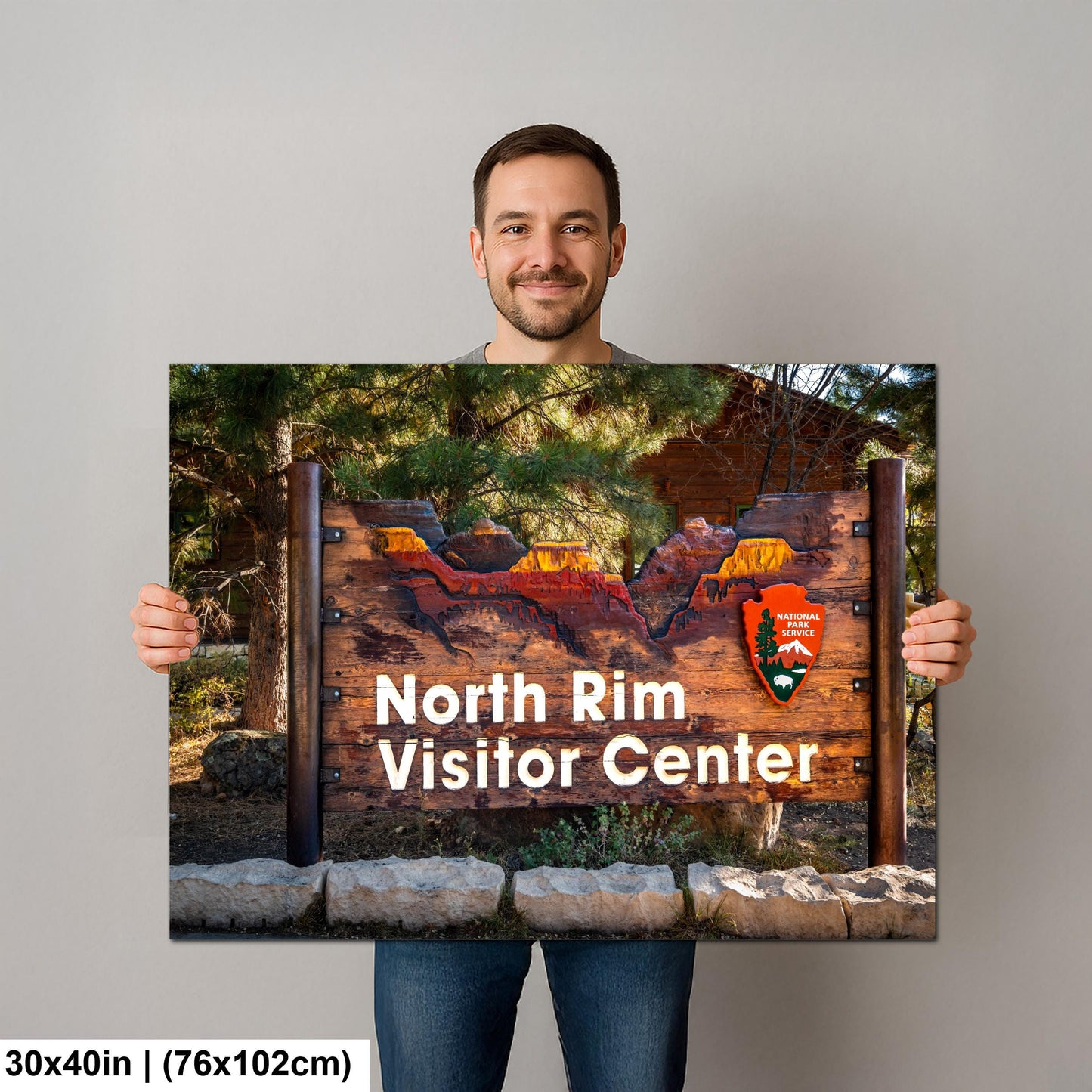 North Rim Visitor Center Sign, Grand Canyon National Park Arizona, Photography Print Wall Art