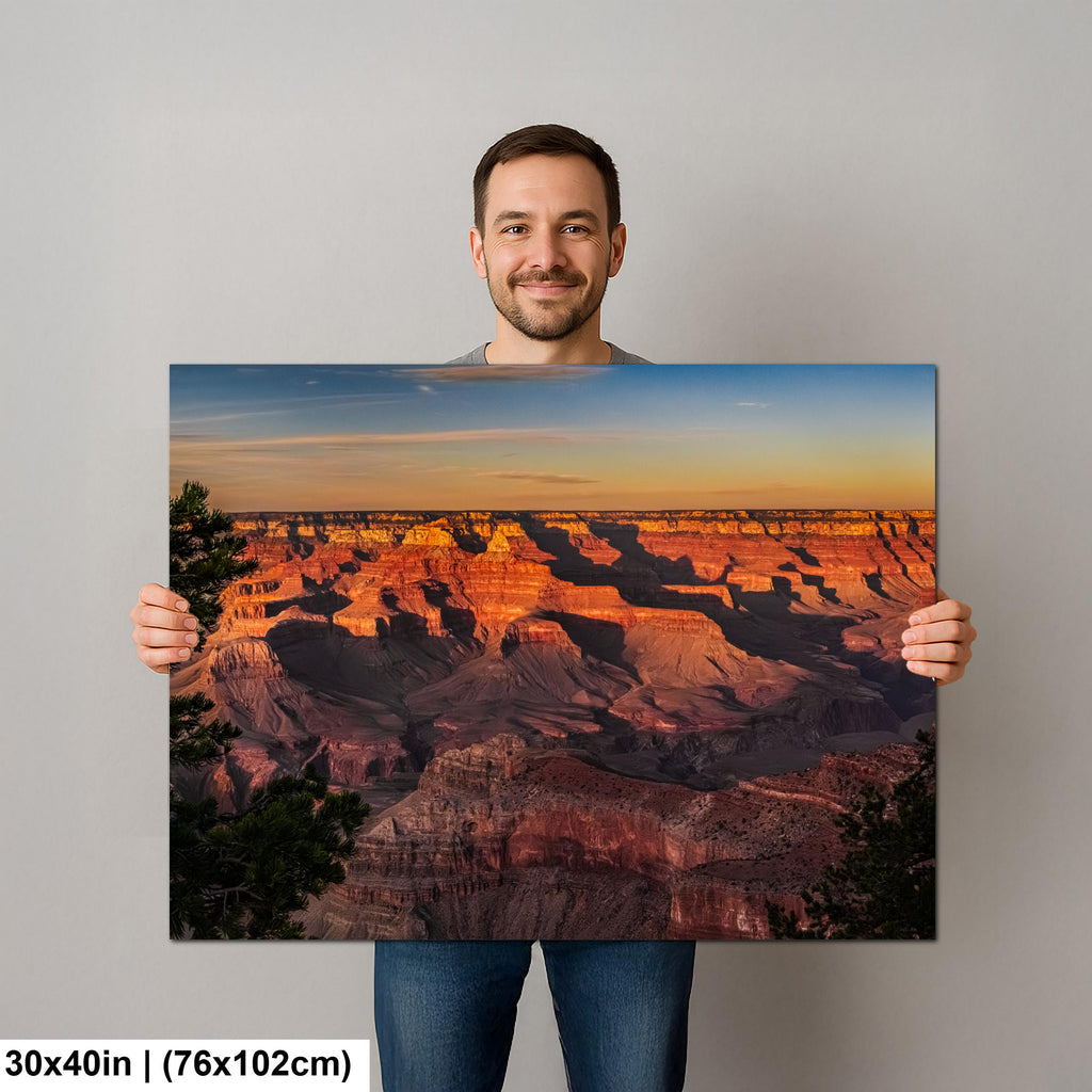 Grand Canyon Sunset, Arizona Canyon Wall Art, Layered Red Cliffs Landscape Photography Print