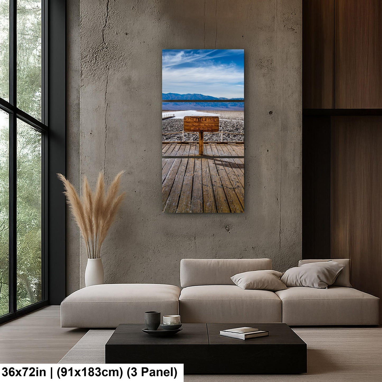 Badwater Basin Death Valley Photography Print, California Desert Landscape, Below Sea Level Sign, Mountain Wall Art