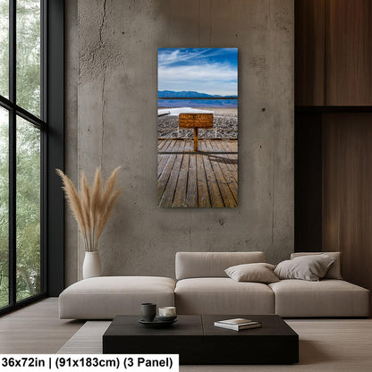 Badwater Basin Death Valley Photography Print, California Desert Landscape, Below Sea Level Sign, Mountain Wall Art