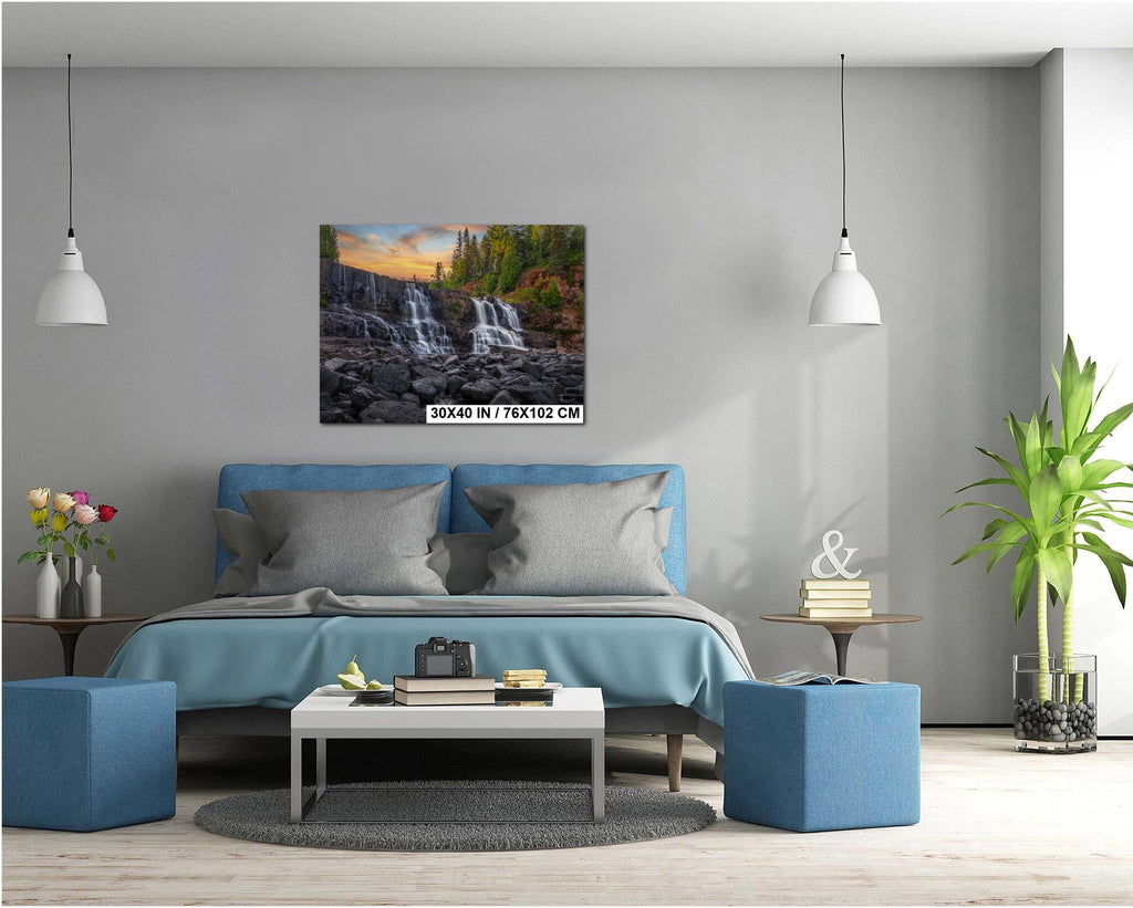 Gooseberry Falls Watercolor Style: Minnesota State Park Photography Wall Art