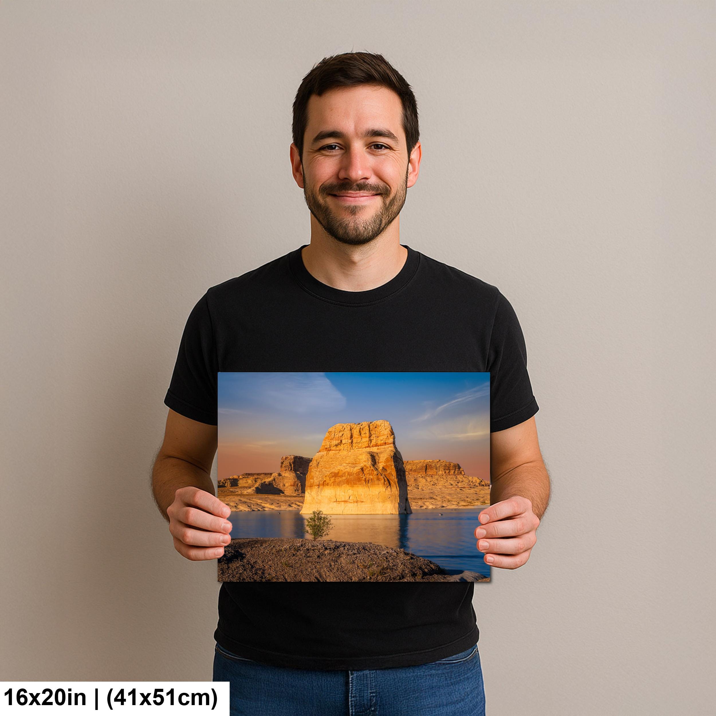 Lone Rock at Lake Powell Page Arizona Desert Landscape Photography Print