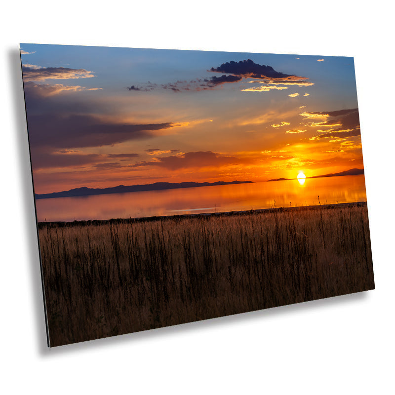 Amber Reflections of Great Salt Lake: Sunset at Antelope Island State Park Print Utah Wall Art